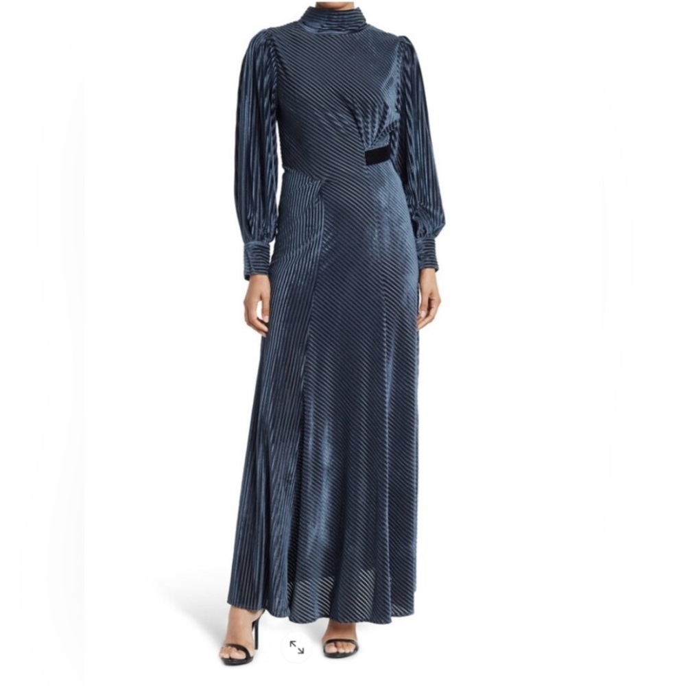 Midnight Blue Bishop Sleeve Maxi Gown